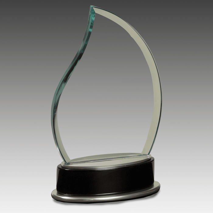 7.75" Jade Flame Glass w/Silver and Black Piano Finish Base