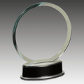 7.25" Jade Round Glass w/Silver and Black Piano Finish Base