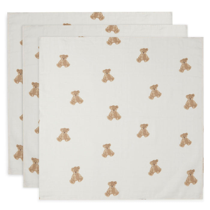 Jollein - Muslin Cloth - 70 x 70cm - Teddy Bear (3 Pack) - Mabel & Fox