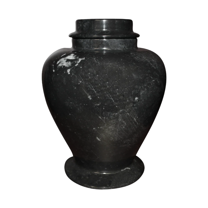 Large 126 Cubic Inch Black Lassi Ebony  Marble Funeral Cremation Pet Urn