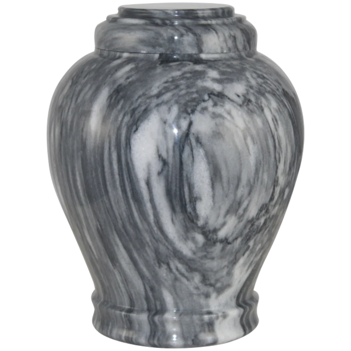 Large/Adult 220 Cubic Inch Embrace Cashmere Gray/White Marble Cremation Urn