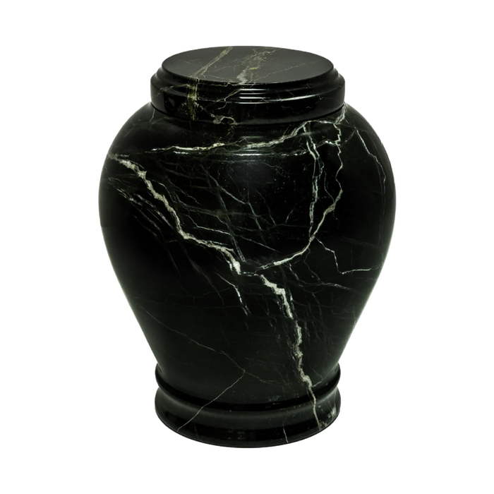Large/Adult 220 Cubic Inches Embrace Green Zebra Natural Marble Funeral Cremation Urn
