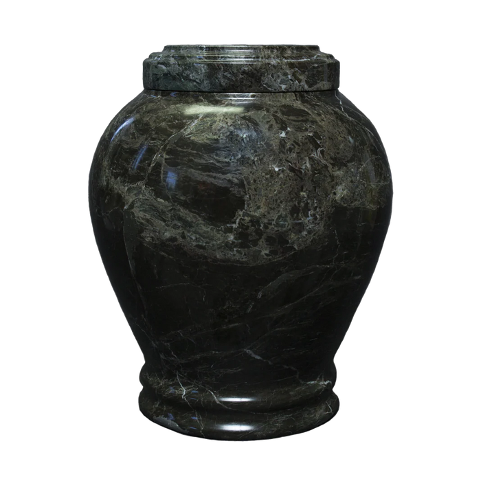 Large/Adult 220 Cubic Inches Embrace Green Zebra Natural Marble Funeral Cremation Urn