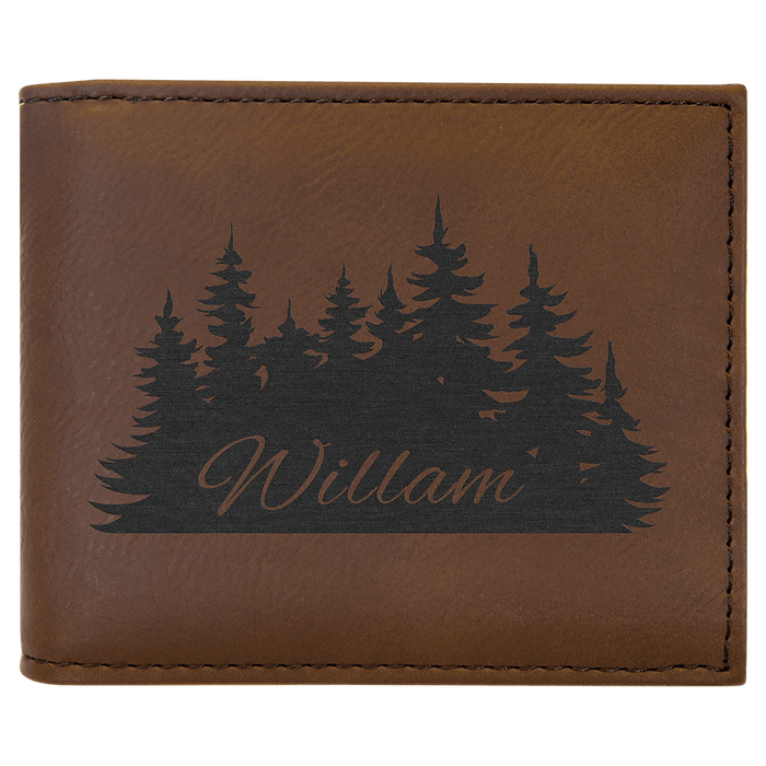 Dark Brown Leatherette Bi-Fold Wallet w/Flip  ID Display
