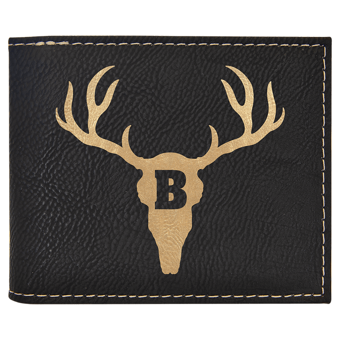 Black/Gold Leatherette Bi-Fold Wallet w/Flip  ID Display