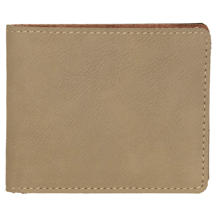4.5" x 3.5" Light Brown Leatherette Bifold Wallet