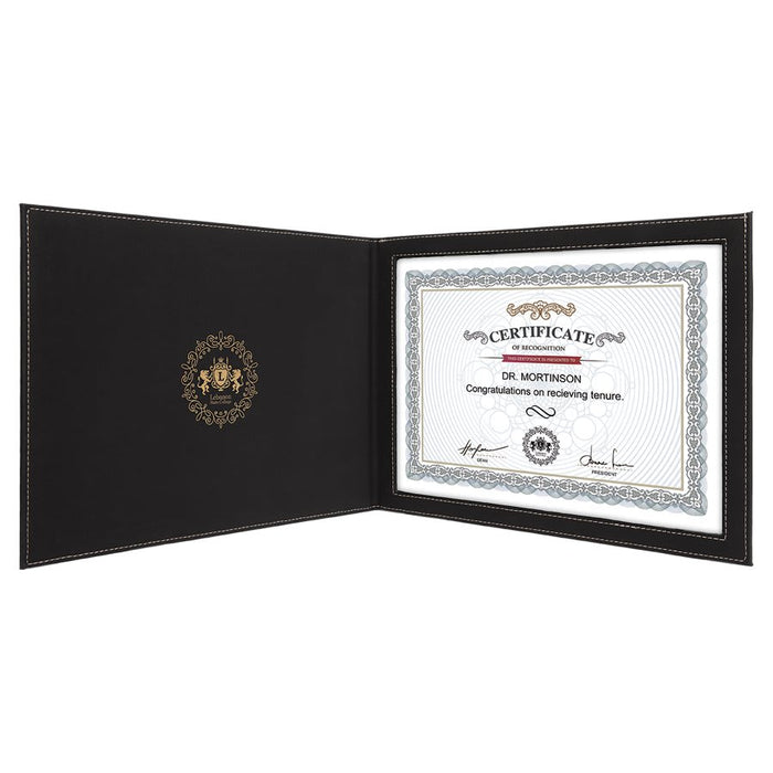 Black/Gold Leatherette Certificate Holder for 8.5" x 11"