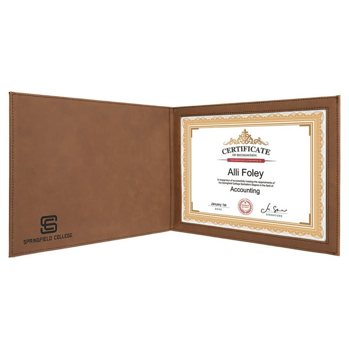 9" x 12" Dark Brown Leatherette Certificate Holder