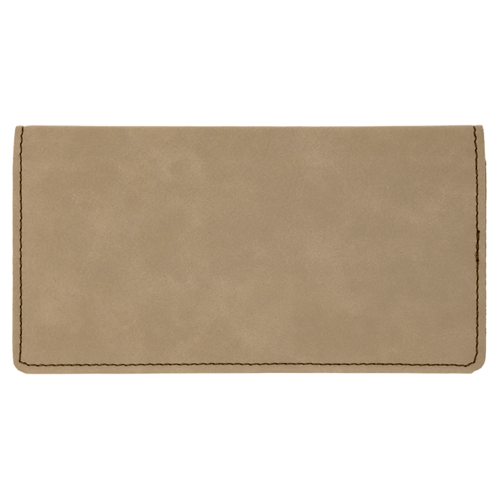 6.75" x 3.5" Light Brown Leatherette Checkbook Cover