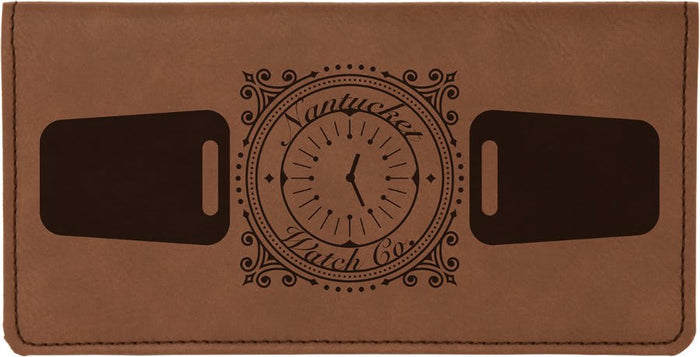6.75" x 3.5" Dark Brown Leatherette Checkbook Cover