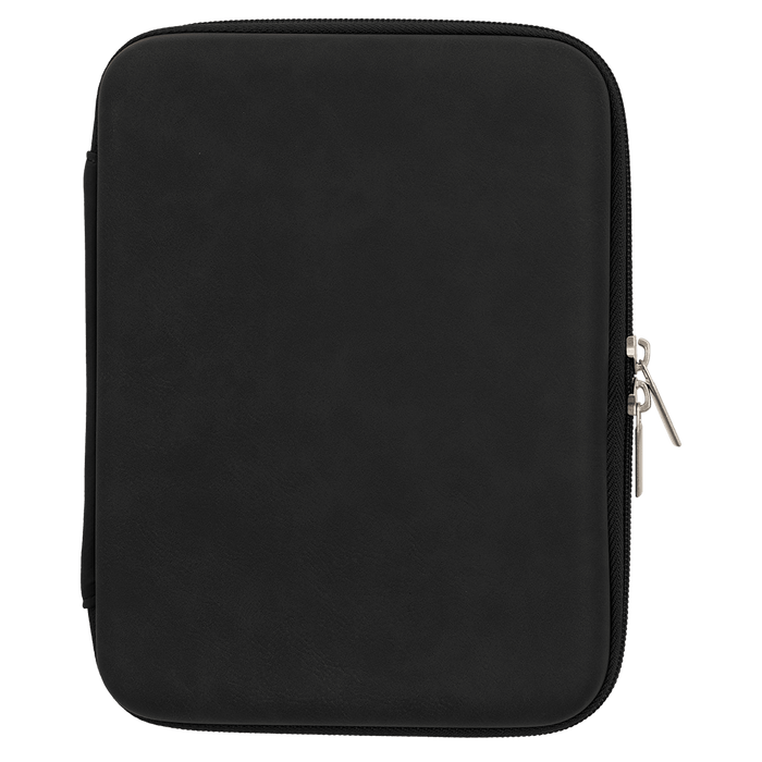 8.5" x 6" x 1.75" Black/Silver Leatherette Cord Case