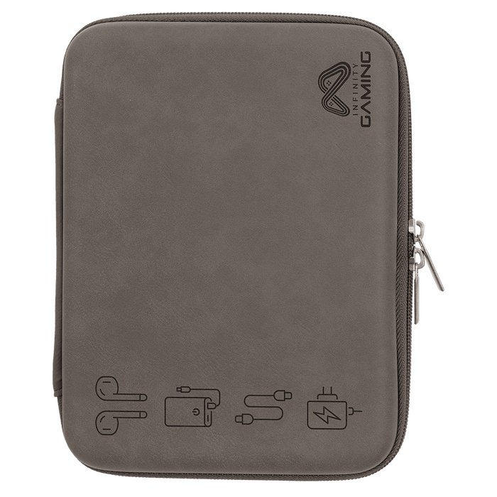 8.5" x 6" x 1.75" Gray Leatherette Cord Case