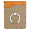 Light Brown Leatherette Phone Wallet with Silver Ring