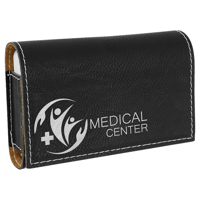 4.75" x 3.1" Black/Silver Leatherette  Pill Box