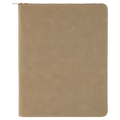 Light Brown w/ Zipper Leatherette Portfolio with Notepad
