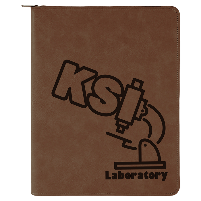 Dark Brown with Zipper Leatherette Portfolio with Notepad