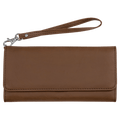 7.5" x 4" Dark Brown Leatherette Wallet with Strap