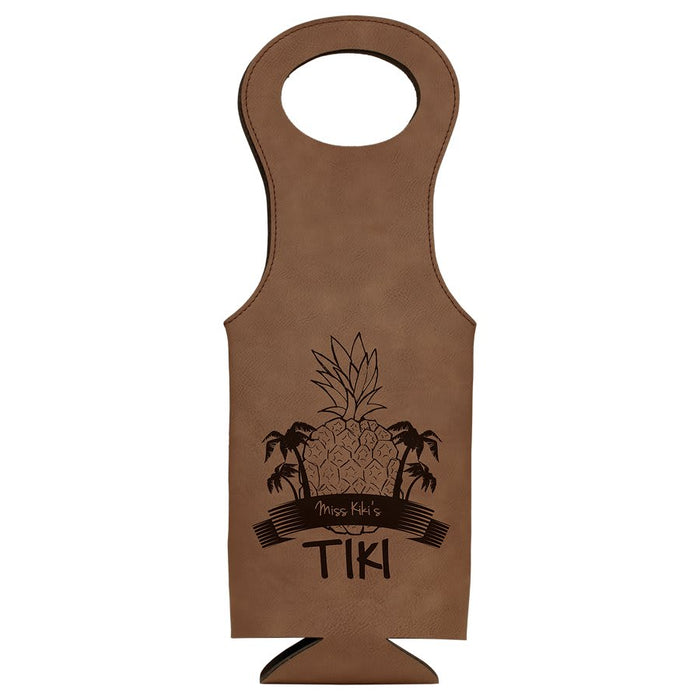 Dark Brown Leatherette Wine Bag