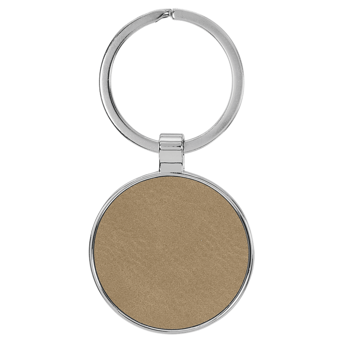 Leatherette/Metal Round Keychain - KCL10