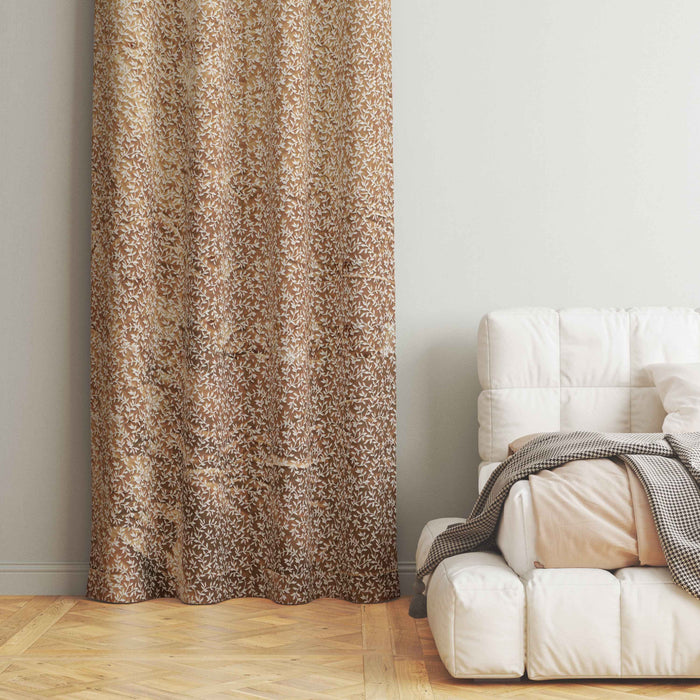 Lima  Floral Design Jaquard Fabric Curtain -Beige