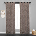 Lima  Floral Design Jaquard Fabric Curtain -Brown