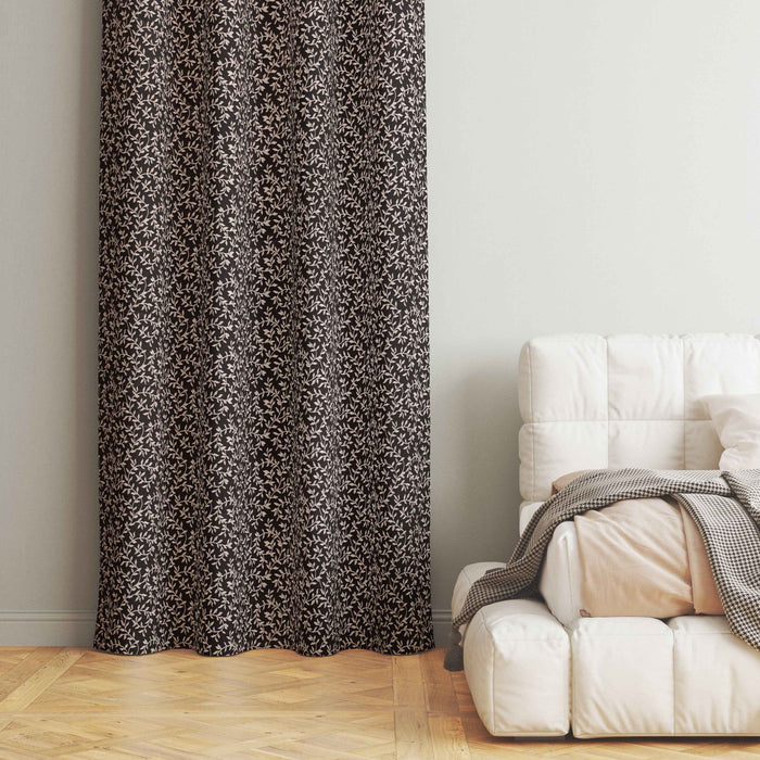 Lima  Floral Design Jaquard Fabric Curtain -Coffee