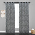 Lima  Floral Design Jaquard Fabric Curtain -Grey