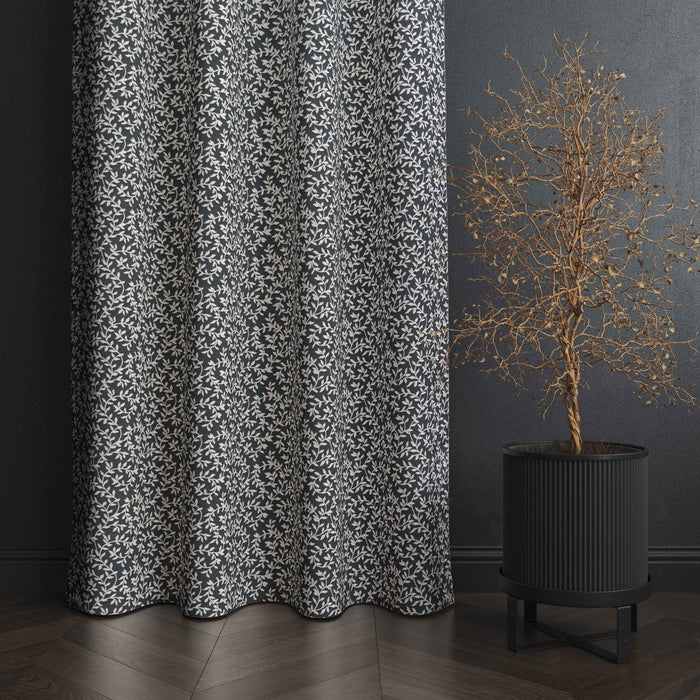 Lima  Floral Design Jaquard Fabric Curtain -Grey