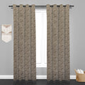 Lima  Floral Design Jaquard Fabric Curtain -Light Brown