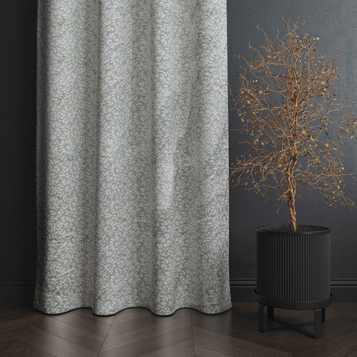 Lima  Floral Design Jaquard Fabric Curtain -Light Grey