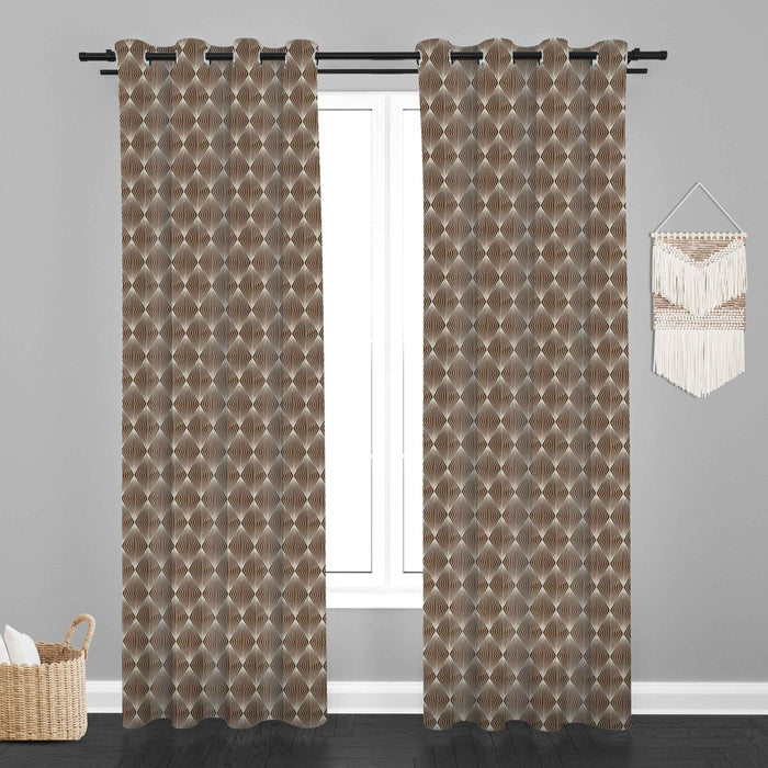 Lima  Geometric Design Jaquard Fabric Curtain -Beige