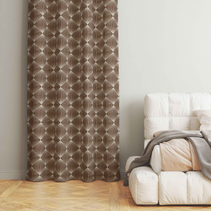 Lima  Geometric Design Jaquard Fabric Curtain -Beige