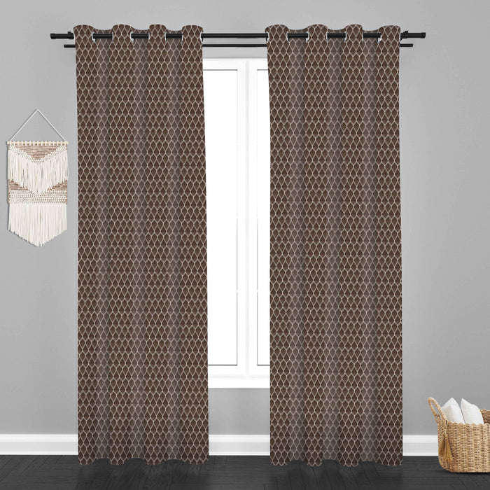 Lima  Geometric Design Jaquard Fabric Curtain -Brown