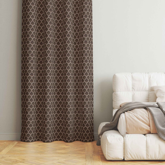 Lima  Geometric Design Jaquard Fabric Curtain -Brown
