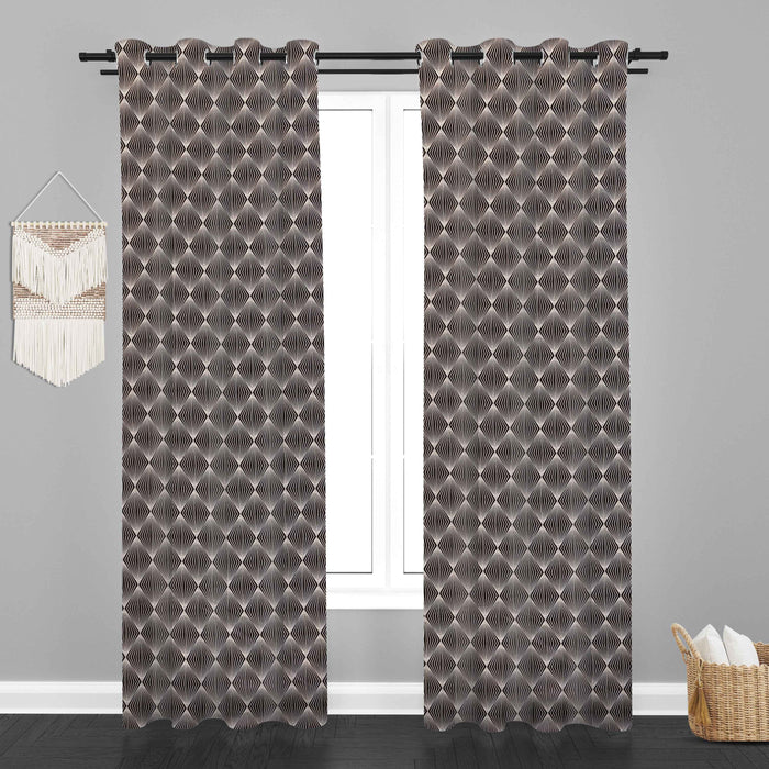 Lima  Geometric Design Jaquard Fabric Curtain -Coffee