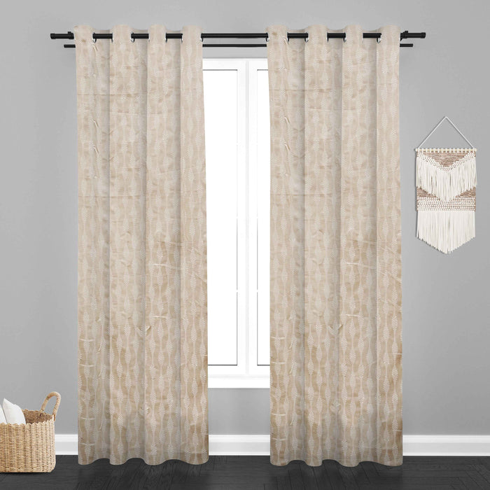 Lima  Geometric Design Jaquard Fabric Curtain -Cream