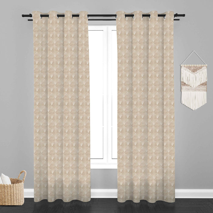 Lima  Geometric Design Jaquard Fabric Curtain -Cream