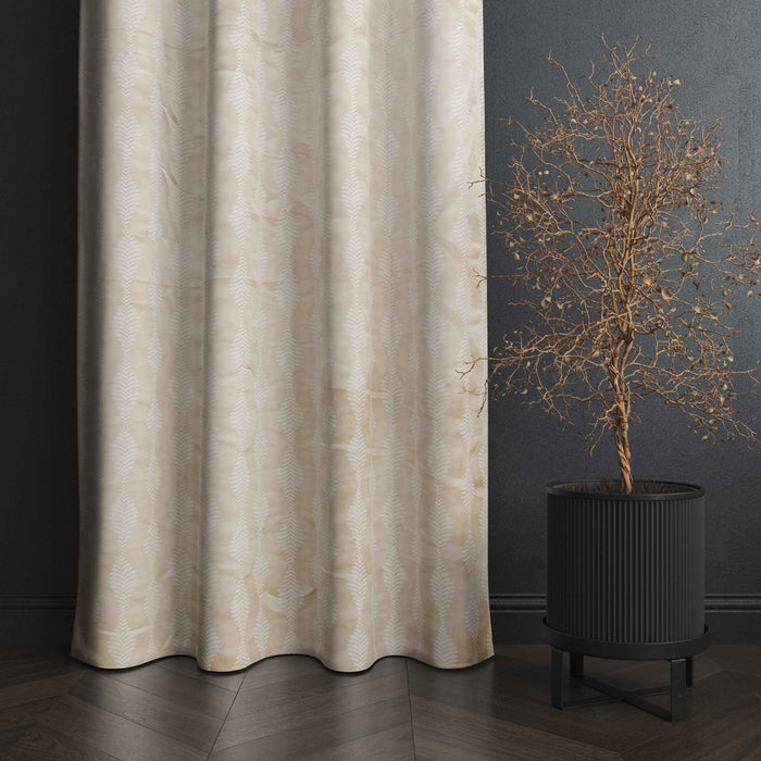 Lima  Geometric Design Jaquard Fabric Curtain -Cream