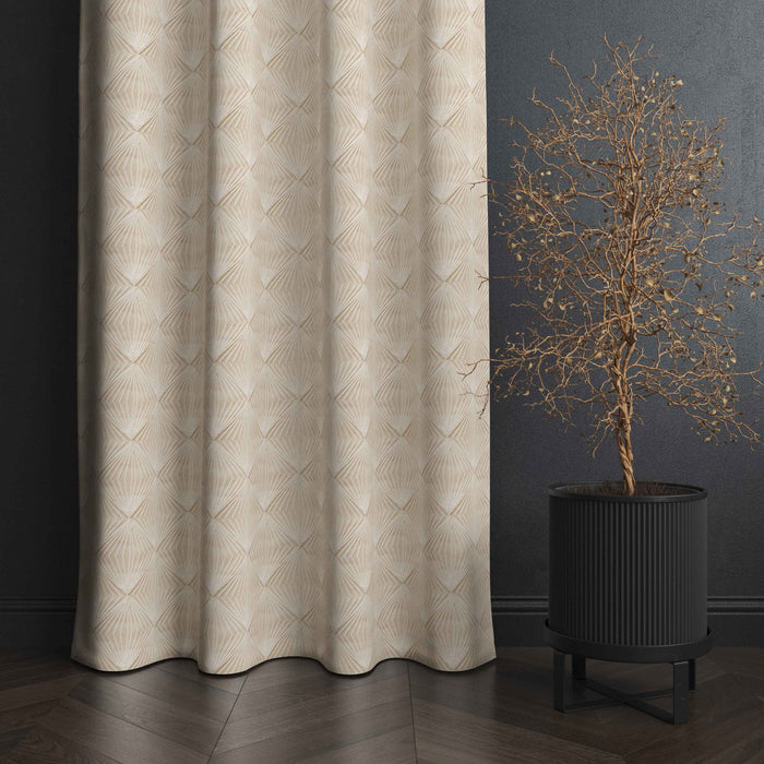 Lima  Geometric Design Jaquard Fabric Curtain -Cream