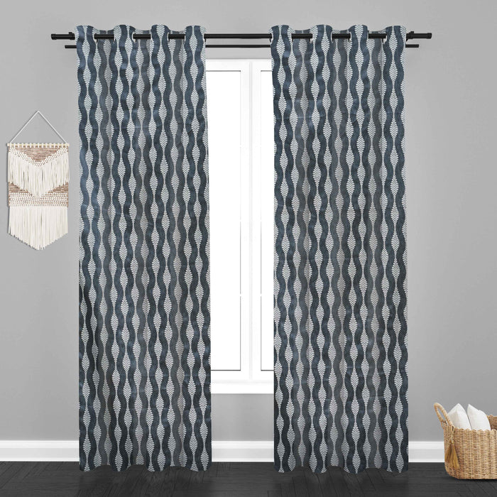 Lima  Geometric Design Jaquard Fabric Curtain -Grey