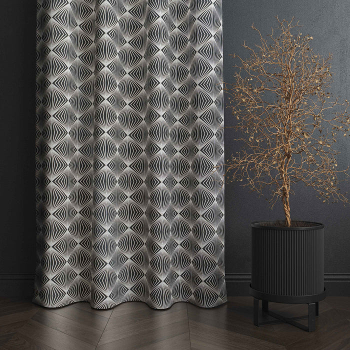 Lima  Geometric Design Jaquard Fabric Curtain -Grey