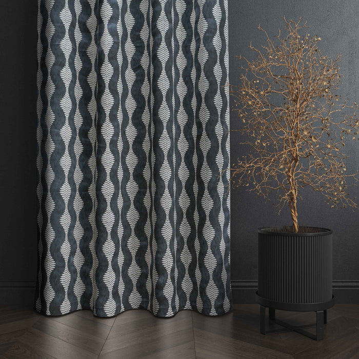 Lima  Geometric Design Jaquard Fabric Curtain -Grey
