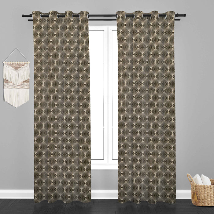 Lima  Geometric Design Jaquard Fabric Curtain -Light Brown