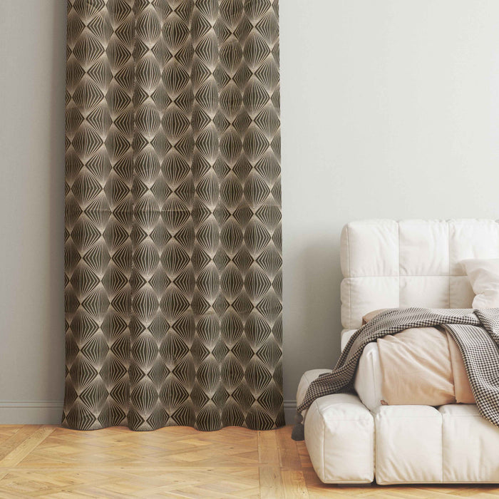 Lima  Geometric Design Jaquard Fabric Curtain -Light Brown