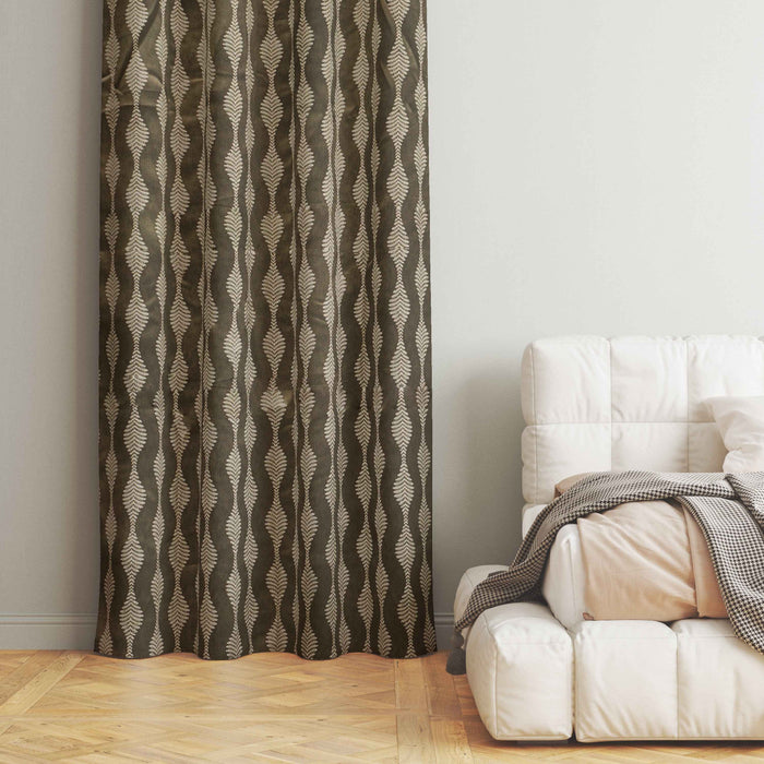 Lima  Geometric Design Jaquard Fabric Curtain -Light Brown