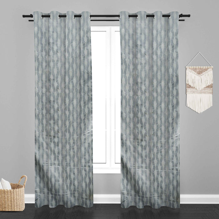 Lima  Geometric Design Jaquard Fabric Curtain -Light Grey