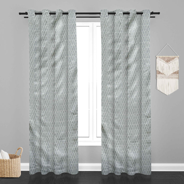 Lima  Geometric Design Jaquard Fabric Curtain -Light Grey