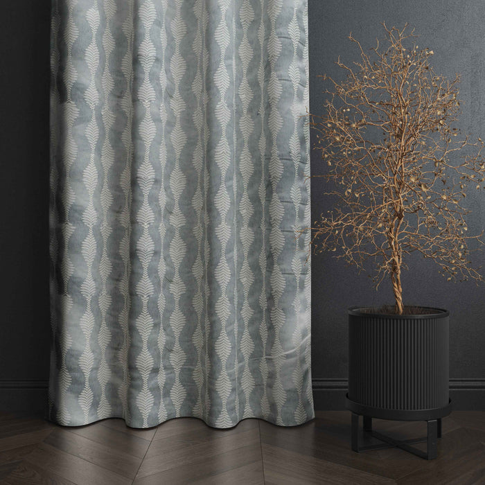 Lima  Geometric Design Jaquard Fabric Curtain -Light Grey