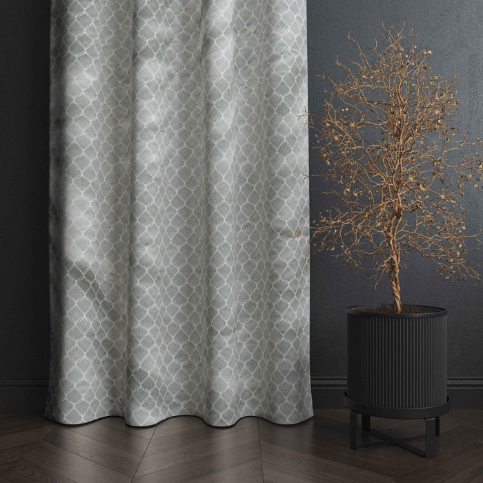 Lima  Geometric Design Jaquard Fabric Curtain -Light Grey