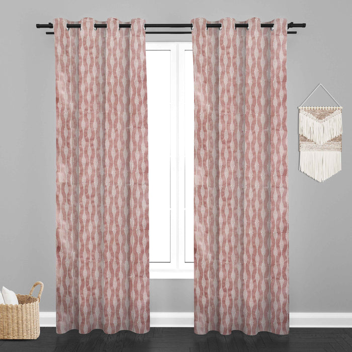 Lima  Geometric Design Jaquard Fabric Curtain -Pink